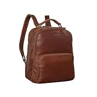 stilord 'cassidy' sac à dos ordinateur portable cuir grand daypack pour pc de 13,3 pouces sac de travail vintage en cuir véritable, couleur:sila - marron