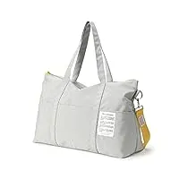 dizdvizd sac polochon de voyage, imperméable sac de gym sac week-end sac à main sac de transport sac de hôpital pour femmes et hommes, gris