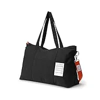 dizdvizd sac polochon de voyage, imperméable sac de gym sac week-end sac à main sac de transport sac de hôpital pour femmes et hommes, noir