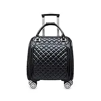 v&nsixsix valise de voyage en cuir souple avec 4 roulettes pivotantes, pour usage personnel et cadeau (noir), noir, carry-on 16-inch, bagages à main