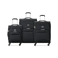 delsey paris - sky max 2.0 - set de 3 valises souples 55cm/ 68,5cm/ 79cm - noir
