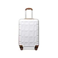 kono valise cabine rigide abs bagages a cabine avec 4 roulettes valise de voyage 34l avec serrure tsa 54x34x22cm valises, blanc