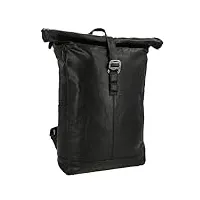 gusti rolltop sac à dos en cuir bendik sac à dos vintage en cuir pour ordinateur portable sac de randonnée noir, noir