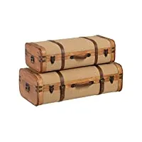 lolahome lot de 2 valises de voyage en bois de peuplier naturel avec sangles