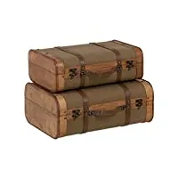 lolahome lot de 2 valises de voyage en bois de peuplier avec sangles vertes
