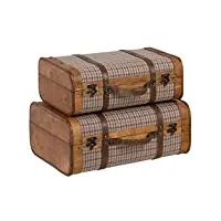 lolahome lot de 2 valises de voyage en bois de peuplier à carreaux marron, marron, inconnu