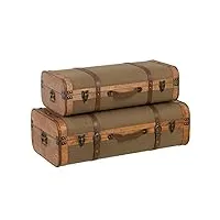 lolahome lot de 2 valises de voyage en bois de peuplier avec sangles vertes, multicolore