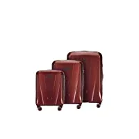 wittchen explorer line ensemble de 3 valises (s+m+l) valises de voyage valises en polycarbonate à 4 roues pivotantes serrure à combinaison manche télescopique bourgogne