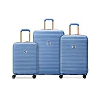 delsey paris - freestyle - set de 3 valises rigides 55cm/ 66,5cm/ 76cm - bleu ciel
