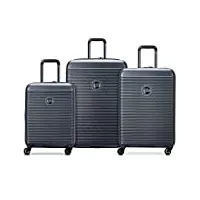 delsey paris - freestyle - set de 3 valises rigides - graphite