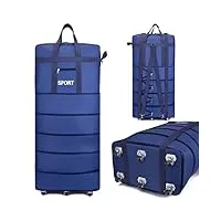 valise à roulettes extensible et pliable - sac de voyage léger approuvé en cabine - sac à roulettes - bagage à main, blue, 114,30 cm