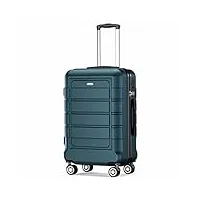 showkoo valise cabine rigide 55cm petite abs+pc légère durable valise soute 23kg trolley voyage avec 4 roulettes silencieuses à 360° et serrure tsa, m-armée verte