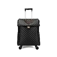 feilario valise de voyage extensible en cuir souple avec roulettes pivotantes, a-noir, 21in