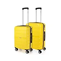 jaslen - set de valises rigides 4 roulettes - valise grande taille, valise soute avion, bagages pour voyages, lot de valises à roulette. fabriquées en pp matériau résistant 161415, jaune
