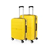 jaslen - set de valises rigides 4 roulettes - valise grande taille, valise soute avion, bagages pour voyages, lot de valises à roulette. fabriquées en pp matériau résistant 161416, jaune