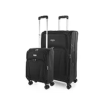itaca - set valise souples à 4 roulettes - lot valise tissu à roulette - sets de bagages pour soute avion, soldes sur set de valises à roulettes. verrouillage à combinaison 101417, noir