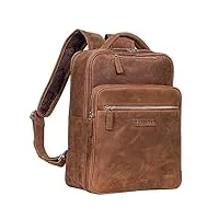 stilord 'kaya' sac à dos cuir ordinateur portable 14 pouces sac à dos homme femme vintage sac à dos d'affaires sac à dos enseignant, couleur:samari - marron