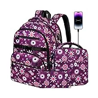 lot de 3 sacs à dos pour ordinateur portable, sac à dos universitaire pour femmes et filles, sac à dos antivol résistant à l'eau, violet, 17 inches, sacs à dos de voyage