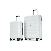 ginzatravel valise extensible avec 4 roues doubles spinner et serrure tsa, coque légère en polypropylène rigide pour voyage, blanc., s&l,set von 2, set de valises