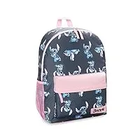disney sac à dos enfant, cartable scolaire fille stitch (bleu/rose)