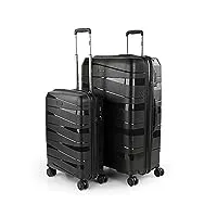 jaslen - set de valises rigides 4 roulettes - valise grande taille, valise soute avion, bagages pour voyages, lot de valises à roulette. fabriquées en pp matériau résistant 161317, noir