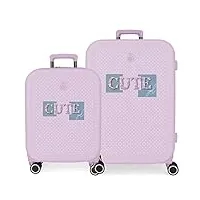 enso cute girl violet valise set 55/70 cm abs rigide serrure tsa intégrée 116l 7.54 kg 4 double roues bagage à main