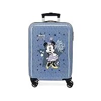 disney minnie style valise cabine bleu 38x55x20 cms rigide abs serrure latérale à combinaison 34l 2 kgs 4 double roues bagage à main