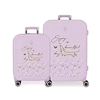 enso beautiful day violet valise set 55/70 cm abs rigide serrure tsa intégrée 116l 7.54 kgs 4 double roues bagage à main