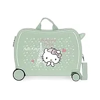 valise enfant hello kitty paris vert 50x39x20 cms rigide abs serrure latérale à combinaison 34l 1.8 kgs 4 roues bagage à main