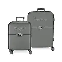 pepe jeans accent valise set noir 55/70 cm abs rigide fermeture tsa intégrée 116l 7.54 kg 4 double roues bagage à main
