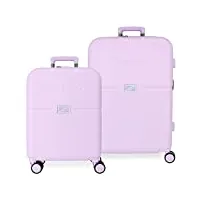 pepe jeans accent violet valise set 55/70 cm abs rigide fermeture tsa intégrée 116l 7.54 kg 4 double roues bagage à main
