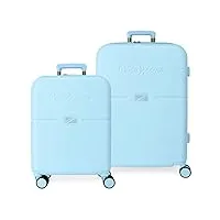 pepe jeans accent bleu valise set 55/70 cm abs rigide fermeture tsa intégrée 116l 7.54 kg 4 double roues bagage à main