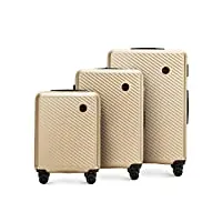 wittchen valise de voyage bagage à main valise cabine valise rigide en abs avec 4 roulettes pivotantes serrure à combinaison poignée télescopique circle line set de 3 valises doré