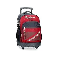 pepe jeans clark sac à dos 2 roues rouge 33x44x21 cms polyester 30,49l