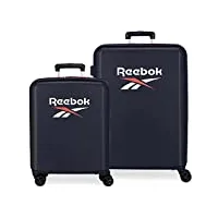 ensemble valise reebok roxbury bleu 55/70 cm abs rigide fermeture tsa intégrée 119.4l 6 kg 4 double roues bagage à main