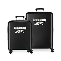 ensemble valise reebok roxbury noir 55/70 cm abs rigide fermeture tsa intégrée 119.4l 6 kg 4 double roues bagage à main