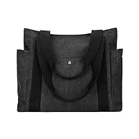 anopo femmes sac à bandoulière en toile décontracté multifonction poches sacs à main quotidiens de grande capacité sac cabas tote bag noir