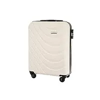 barrens valise cabine | bagage cabine | 55x39x20cm | 34 l | abs | valise de voyage | 4 roulettes | poignée flexible | valise à coque dure | compatible avec les compagnies aériennes | beige
