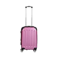 invida glüückskind valise à roulettes de luxe en abs en 6 couleurs et au choix, rose bonbon, m, valise rigide avec double roulettes