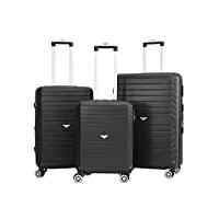 vida since 1995 vr629 lot de 3 valises,serrures à code, extensible,roulettes doubles 360° (noir (black), set x3pcs (s-m-l))