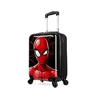 marvel spiderman petite valise à roulette enfant garcon, carry on luggage, valises rigides 4 roulettes, valise cabine enfant 49x33x22 cm, noir/rouge