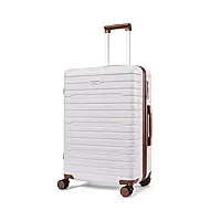 figestin valise rigide de voyage 61 cm, 100 % polycarbonate avec roues, approuvée par la tsa, beige/marron, check mediun 24 inch, vintage