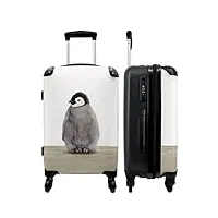 noboringsuitcases.com® cadeau enfant valises sac voyage valise cabine travel bag grande taille cabine pingouin - gris - manteau - 67 cm
