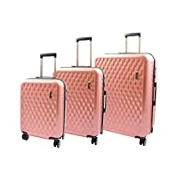 house of leather valise de voyage 8 roues pivotantes à 360° macau, rose, set of 3 (s-m-l), bagages rigides avec roulettes pivotantes