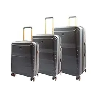 house of leather valise de voyage extensible solide à 8 roulettes florence, charbon, set of 3 (s-m-l), bagages rigides avec roulettes pivotantes