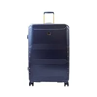 house of leather valise de voyage extensible solide à 8 roulettes florence, bleu marine, large: 77 x 50 x 32/36cm,4.6kg, bagages rigides avec roulettes pivotantes