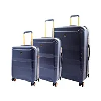 house of leather valise de voyage extensible solide à 8 roulettes florence, bleu marine, set of 3 (s-m-l), bagages rigides avec roulettes pivotantes
