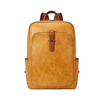 bostanten sac à dos pour femme en cuir pour ordinateur portable 15,6" sac à dos d'écolier tendance pour l'université, le travail, les voyages, jaune (05)
