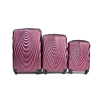 wings lot de 3 valises légères avec roulettes et poignée télescopique bordeaux, bordeaux, 3 set, valise