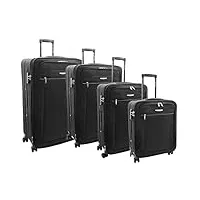 house of leather valise à quatre roues verrouillable cosmic, noir , ful set of 4 (s-m-l-xl), bagages avec roulettes pivotantes